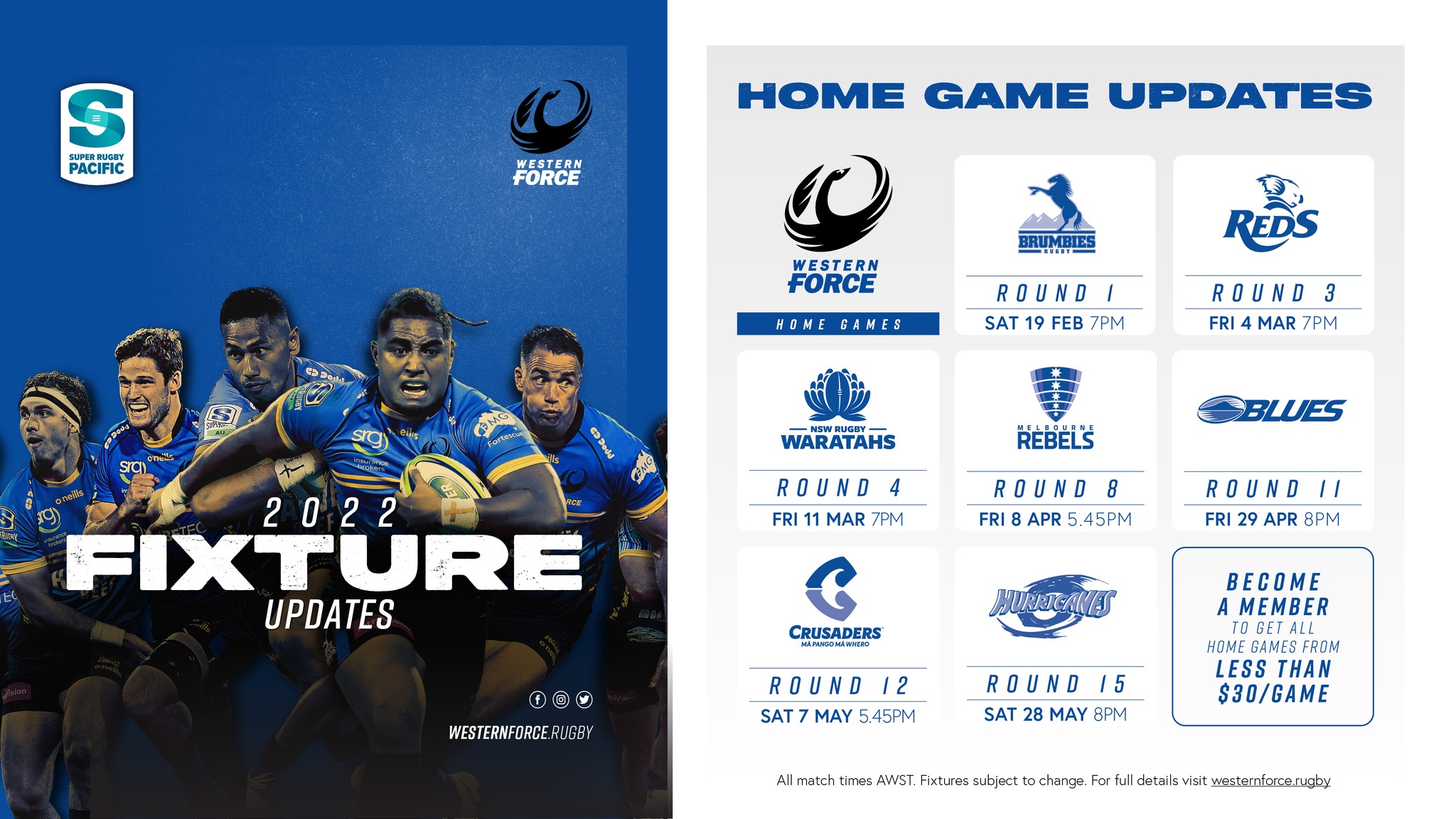 Super Rugby Western Force Squad Announced